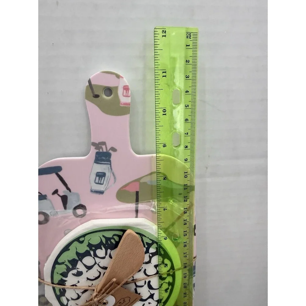 Mud Pie Golf Tee Melamine Cutting Board Napkins Spreader Set Gift